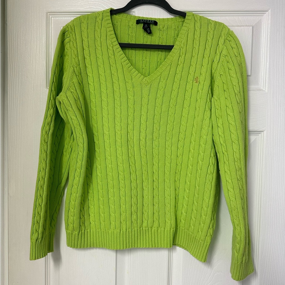 Ralph Lauren Women’s Cotton V-Neck Sweater L